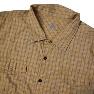Zoic Shirt Mens XL Yellow Plaid Button Up Vents Pockets Cycling Shirt Nylon Poly